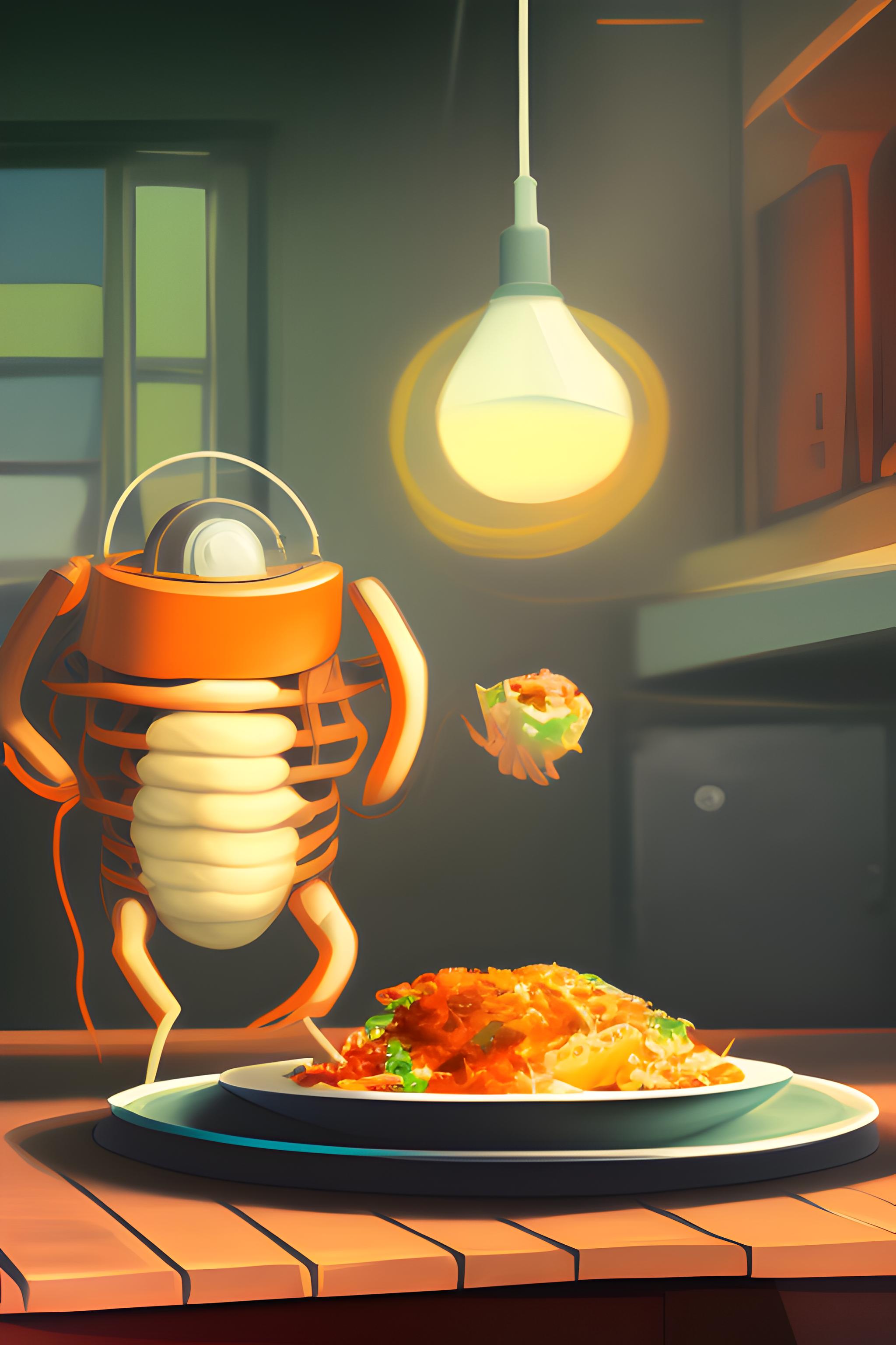 un clanker comiendo comida